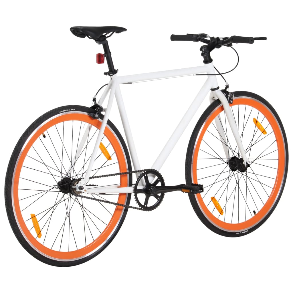 vidaXL Rower single speed, biało-pomarańczowy, 700c, 55 cm