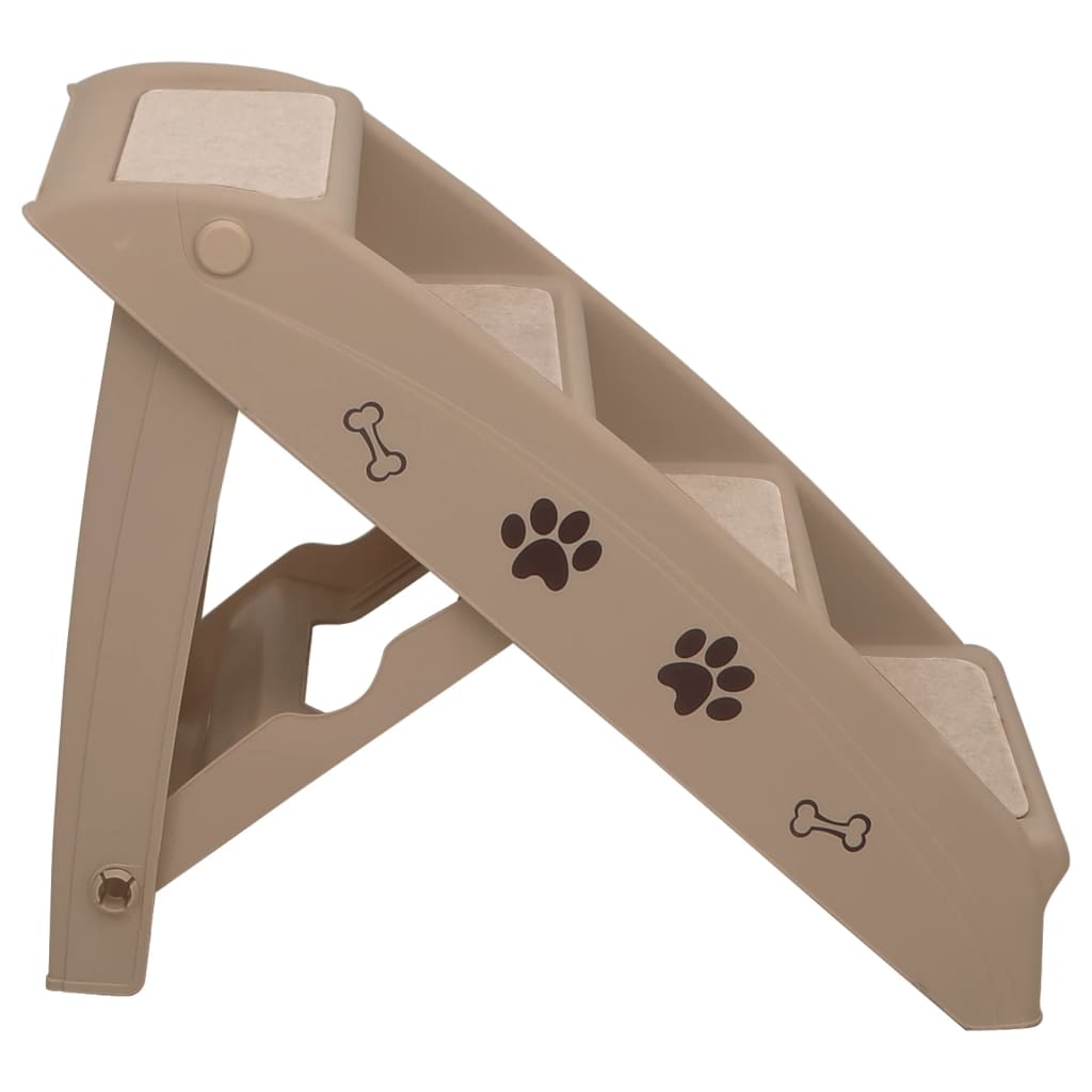 vidaXL Składane schodki dla psa, brązowe, 62 x 40 x 49,5 cm