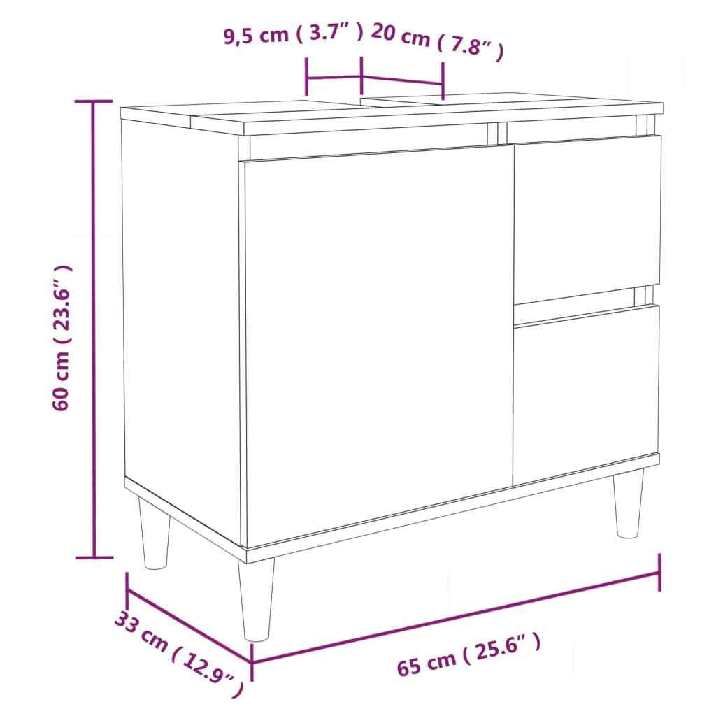 vidaXL 3-częściowy zestaw szafek łazienkowych, szary dąb sonoma