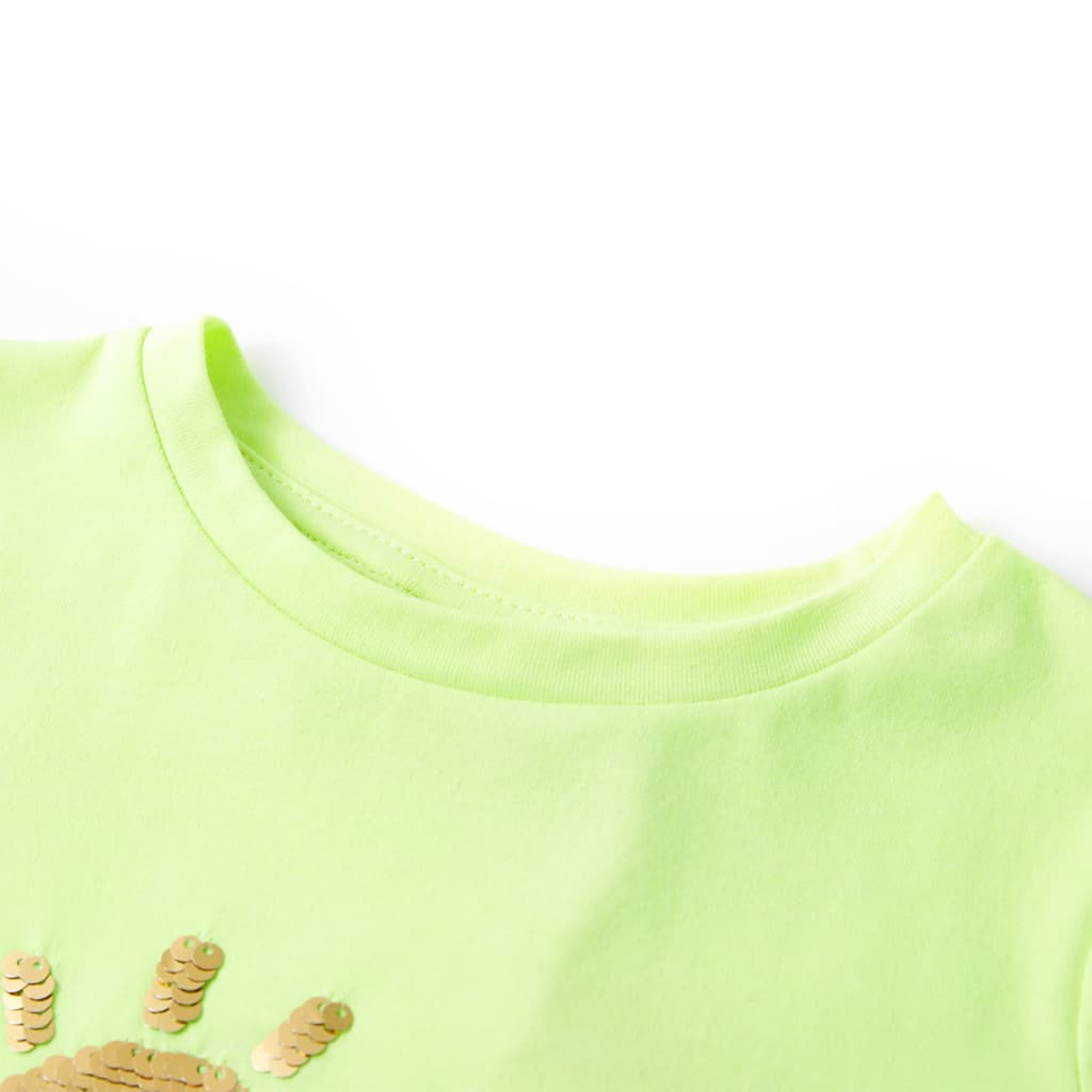 Koszulka dziecięca z krótkimi rękawami, neonowy żółty, 92