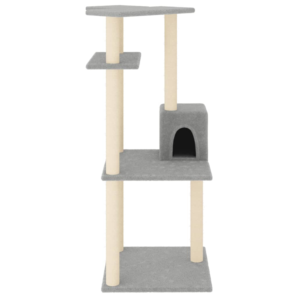 vidaXL Drapak dla kota, z sizalowymi słupkami, jasnoszary, 123 cm