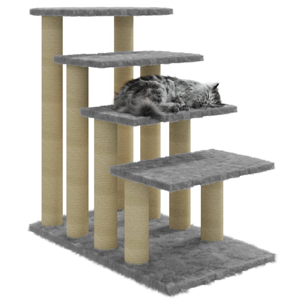 vidaXL Drapak dla kota ze słupkami sizalowymi, jasnoszary, 63 cm