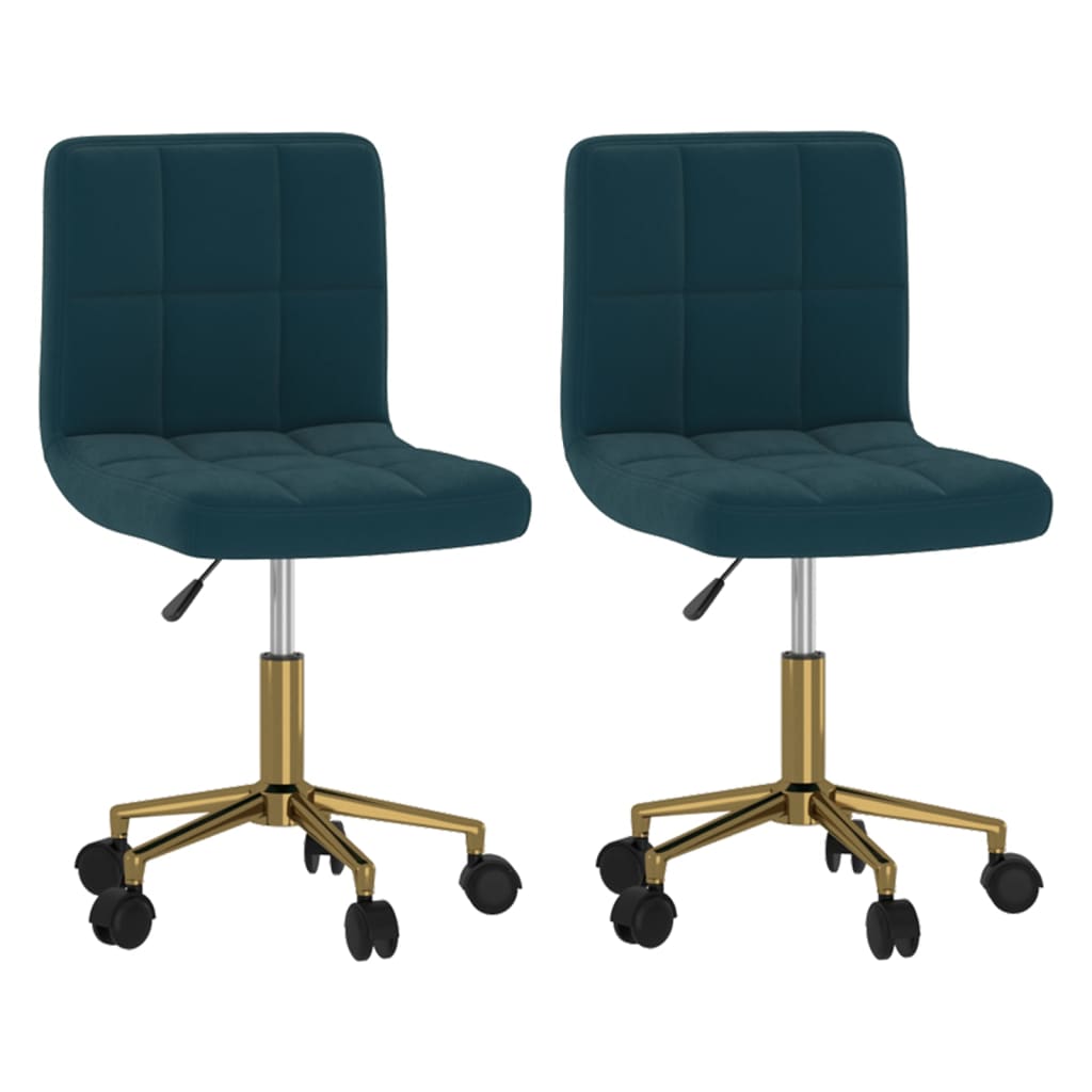 vidaXL Obrotowe krzesła stołowe, 2 szt., niebieskie, obite aksamitem
