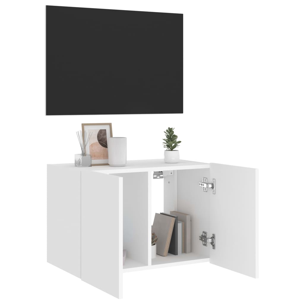 vidaXL Ścienna szafka TV z LED, biała, 60x35x41 cm