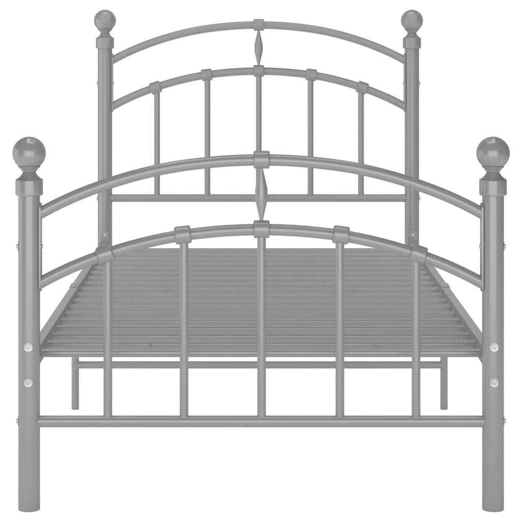 vidaXL Rama łóżka, szara, metalowa, 100 x 200 cm