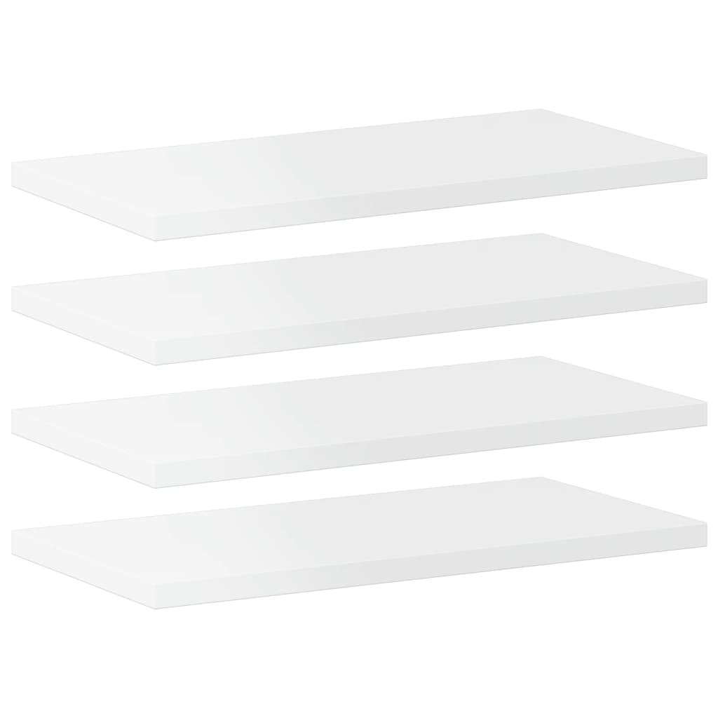 vidaXL Półki na książki, 4 szt., wysoki połysk, białe, 40x20x1,5 cm