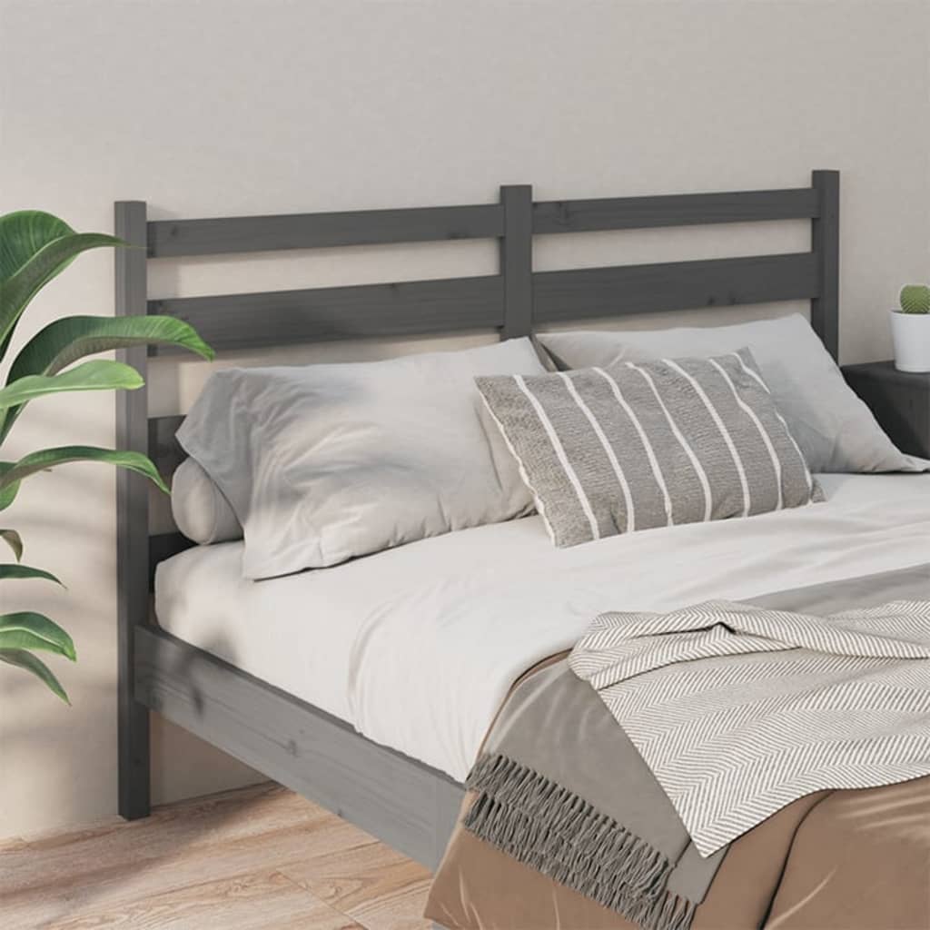 vidaXL Wezgłowie łóżka, szare, 126x4x100 cm, lite drewno sosnowe