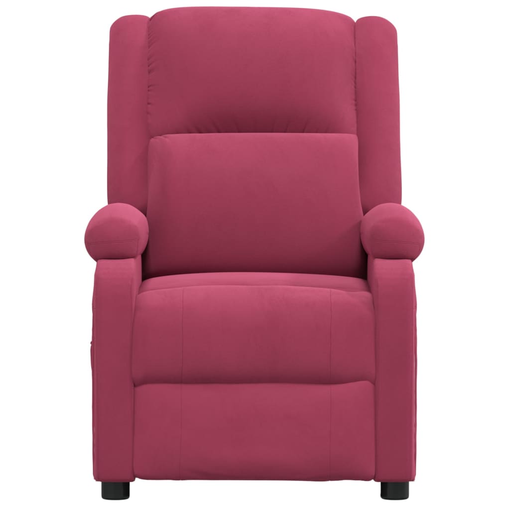 vidaXL Rozkładany fotel masujący, elektryczny, winna czerwień, aksamit