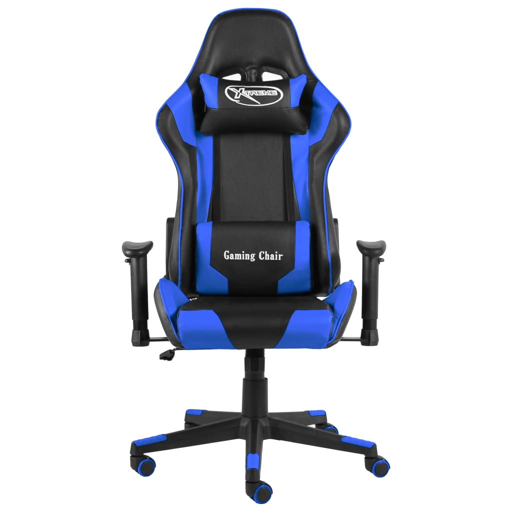 vidaXL Obrotowy fotel gamingowy, niebieski, PVC