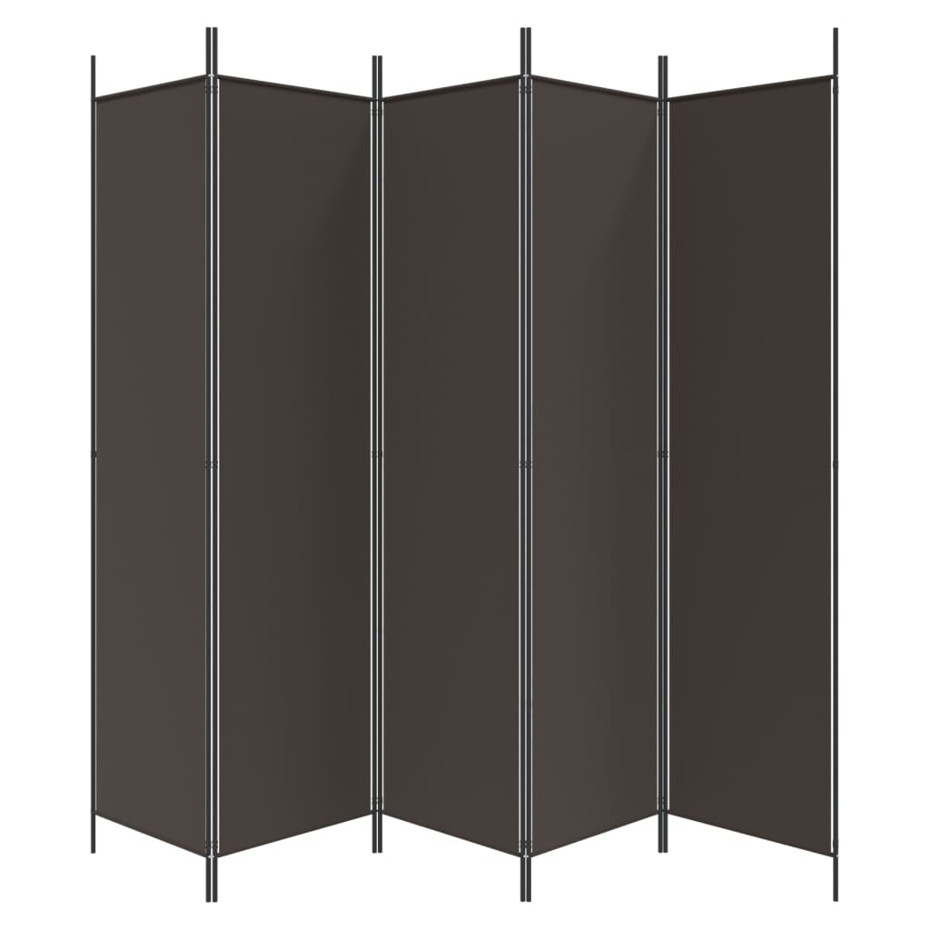 vidaXL Parawan 5-panelowy, brązowy, 250x200 cm, tkanina
