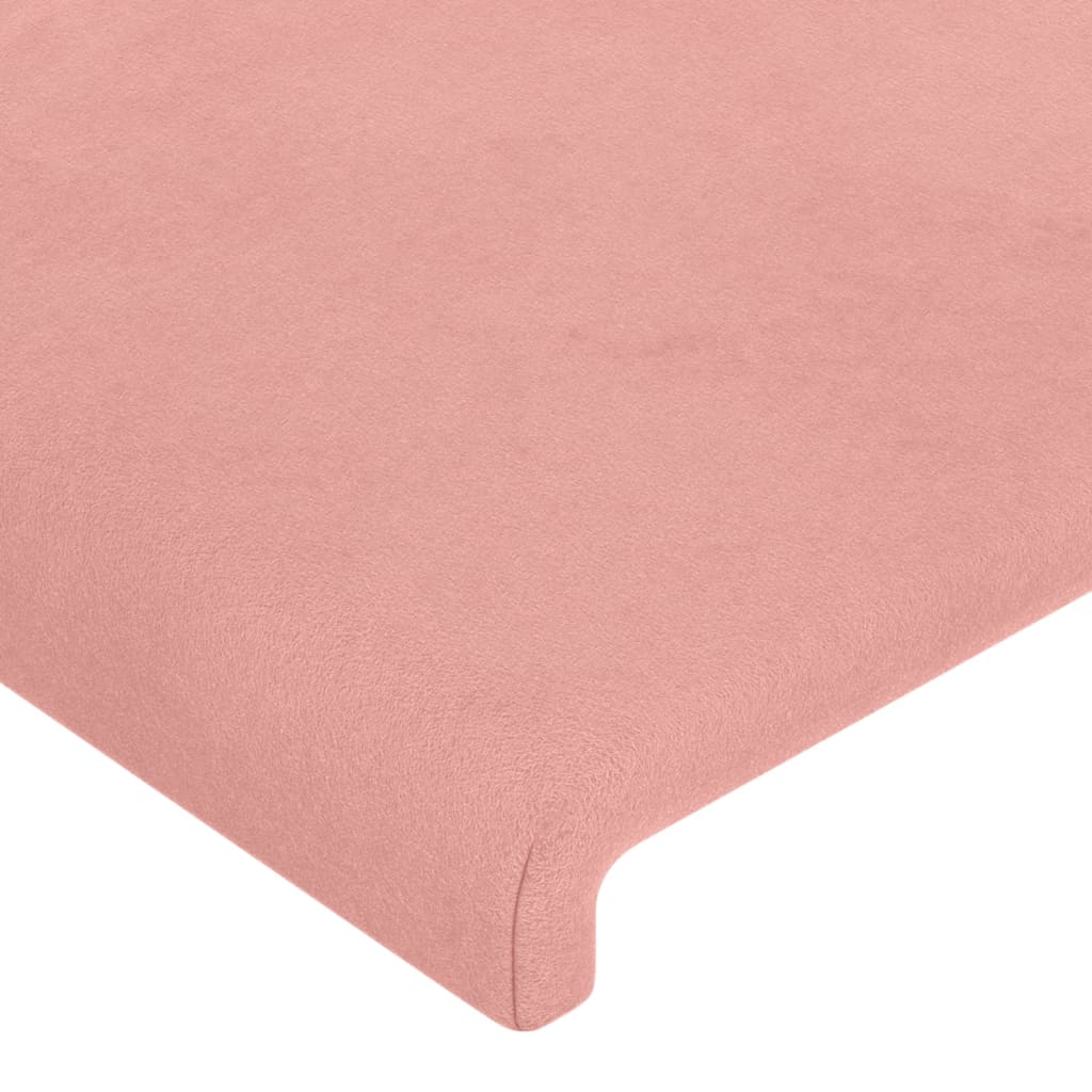 vidaXL Zagłówek do łóżka z LED, różowy, 203x16x78/88 cm, aksamit