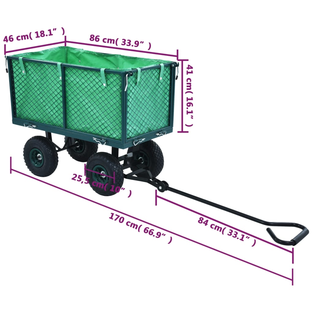 vidaXL Ogrodowy wózek ręczny, zielony, 350 kg