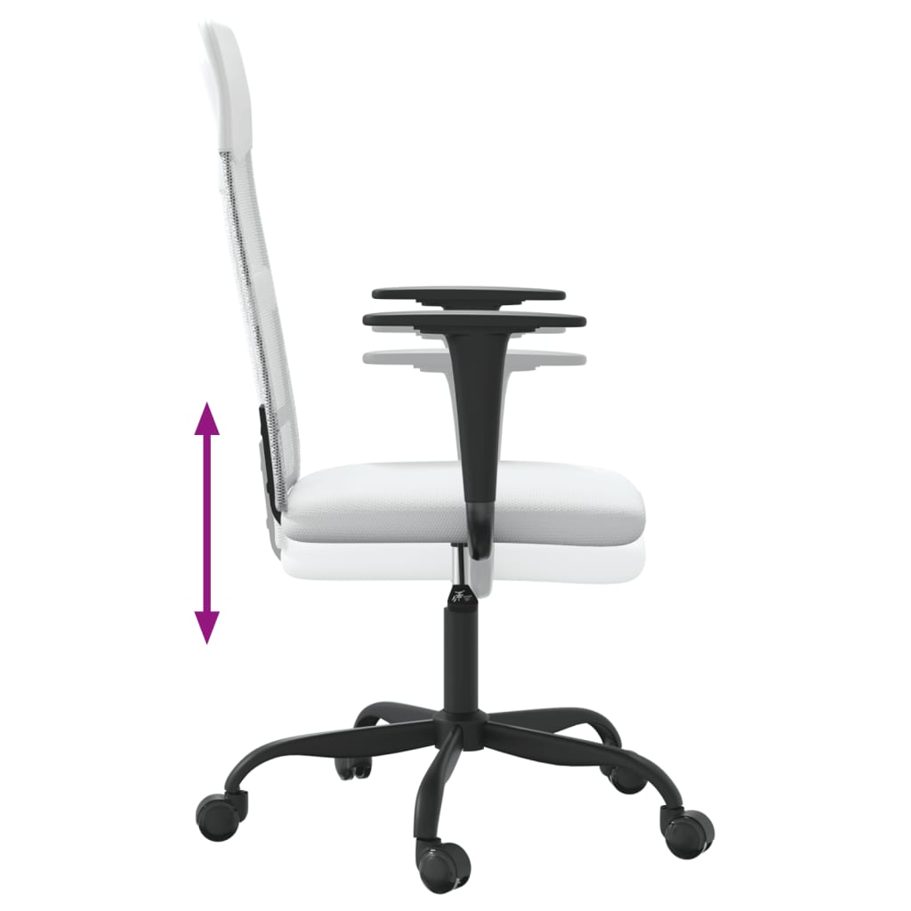 vidaXL Krzesło biurowe, regulowane, białe, siatka i sztuczna skóra
