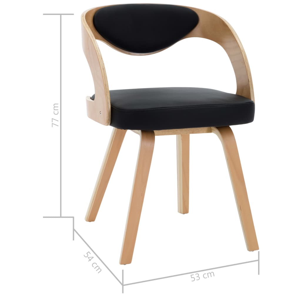 vidaXL Krzesła do jadalni, 6 szt., czarne, gięte drewno i ekoskóra