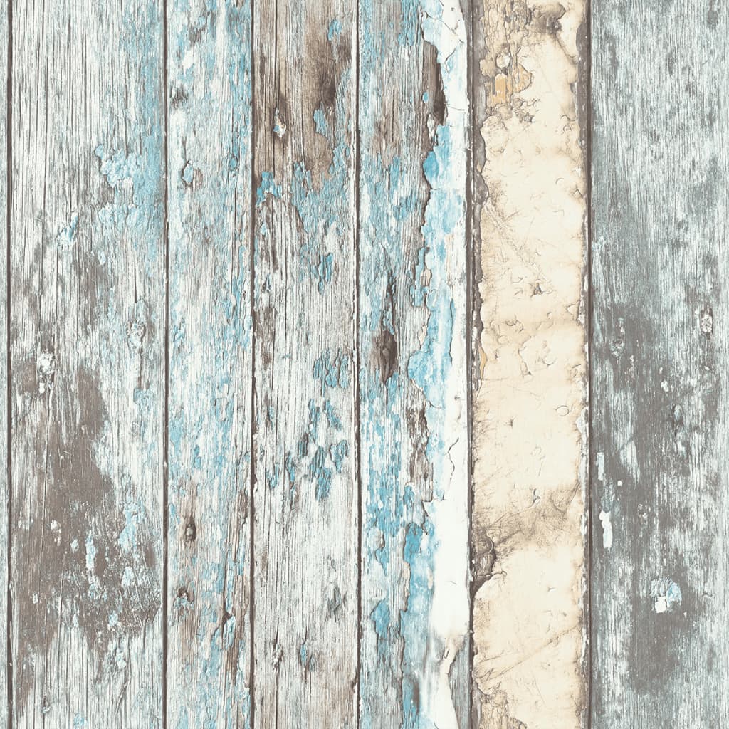 DUTCH WALLCOVERINGS Tapeta z motywem drewnianych desek, niebieska