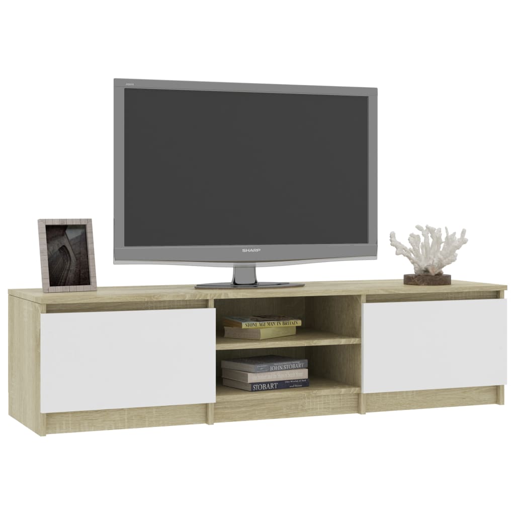 vidaXL Szafka TV, biel i dąb sonoma, 140x40x35,5 cm