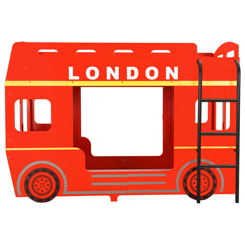 vidaXL Łóżko piętrowe w kształcie autobusu z Londynu, MDF, 90x200 cm