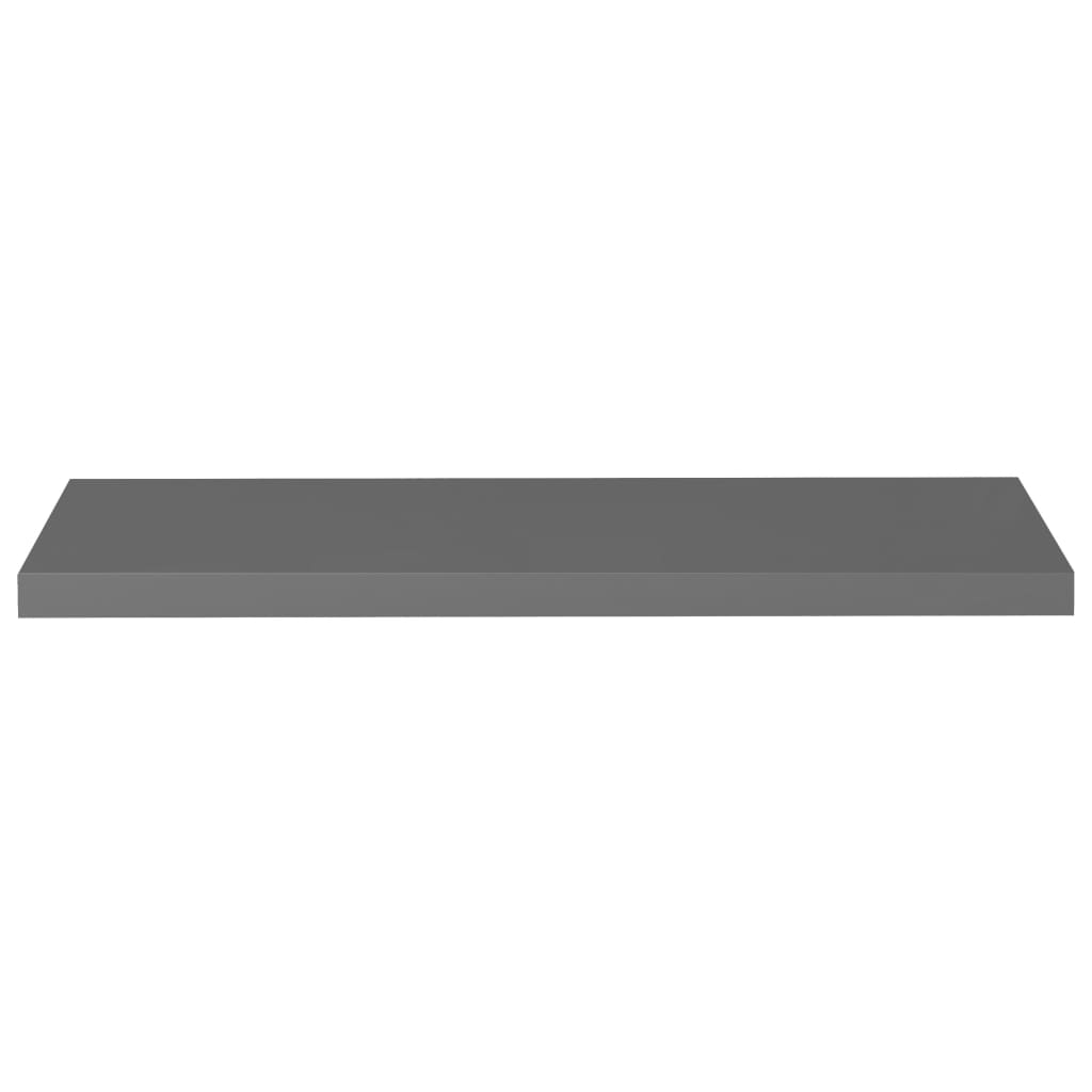 vidaXL Półki ścienne, 4 szt, wysoki połysk, szare, 90x23,5x3,8 cm, MDF