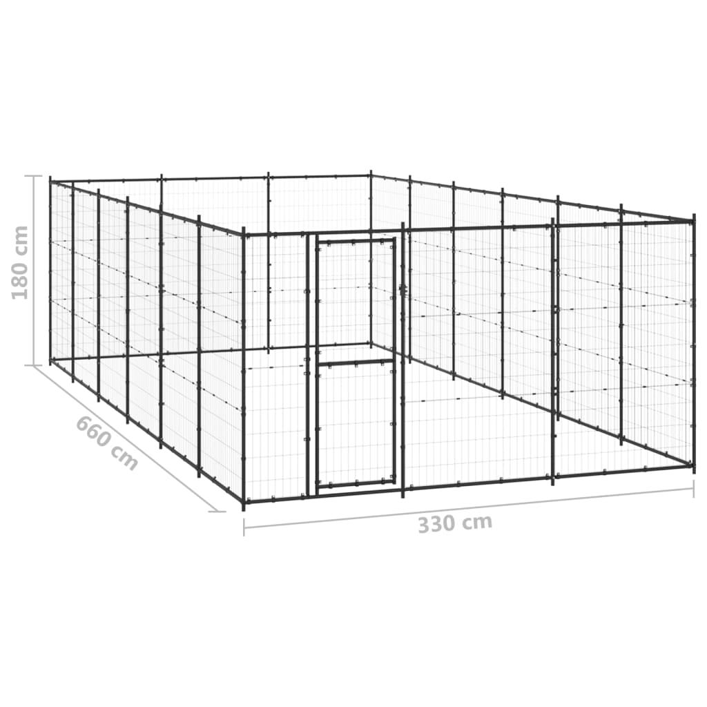 vidaXL Kojec zewnętrzny dla psa, stalowy, 21,78 m²