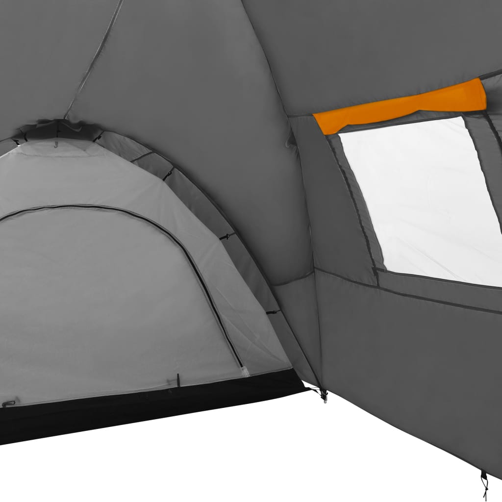 vidaXL Namiot typu igloo, 650x240x190 cm, 8-os., szaro-pomarańczowy