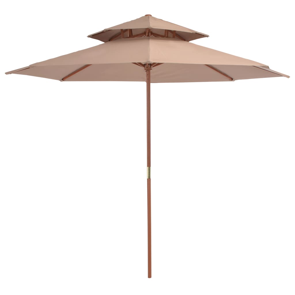vidaXL Parasol ogrodowy z podwójnym daszkiem, 270 cm, taupe