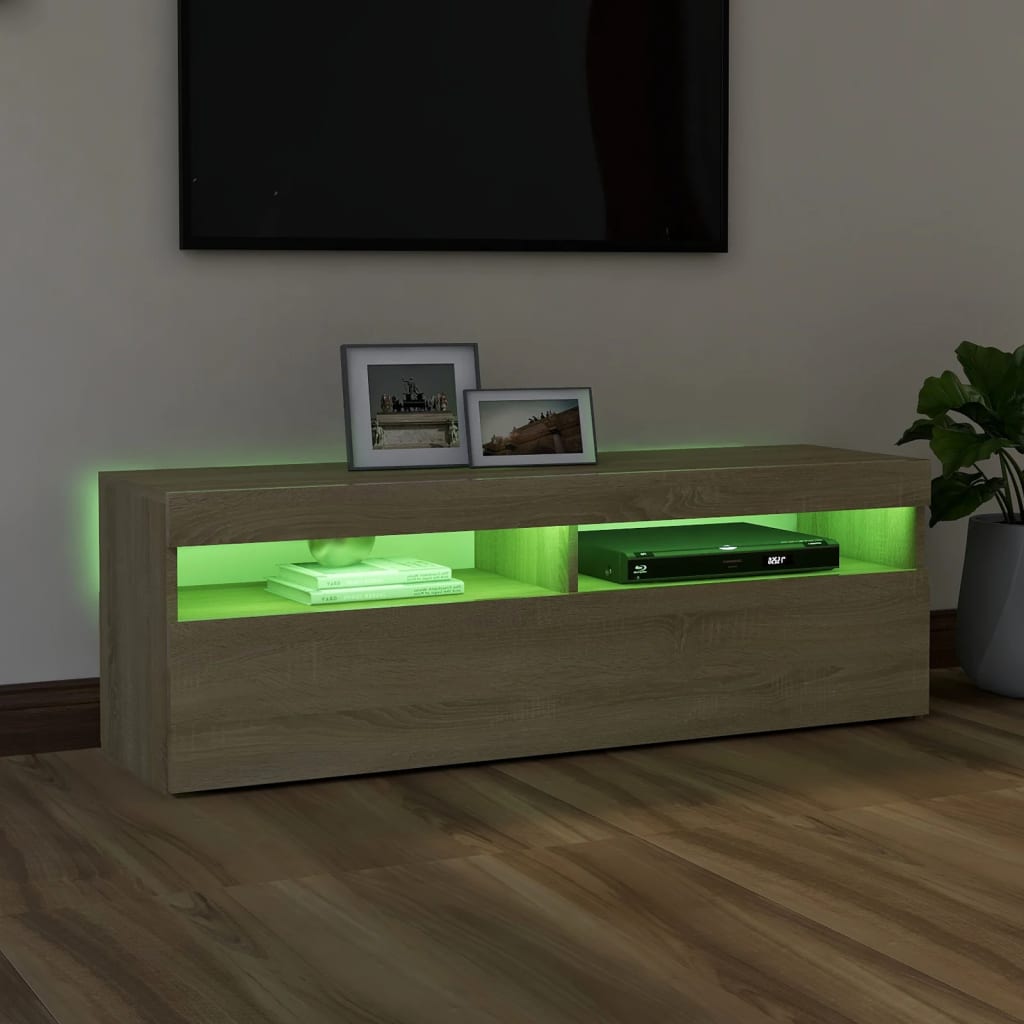 vidaXL Szafka pod TV z oświetleniem LED, dąb sonoma, 120x35x40 cm