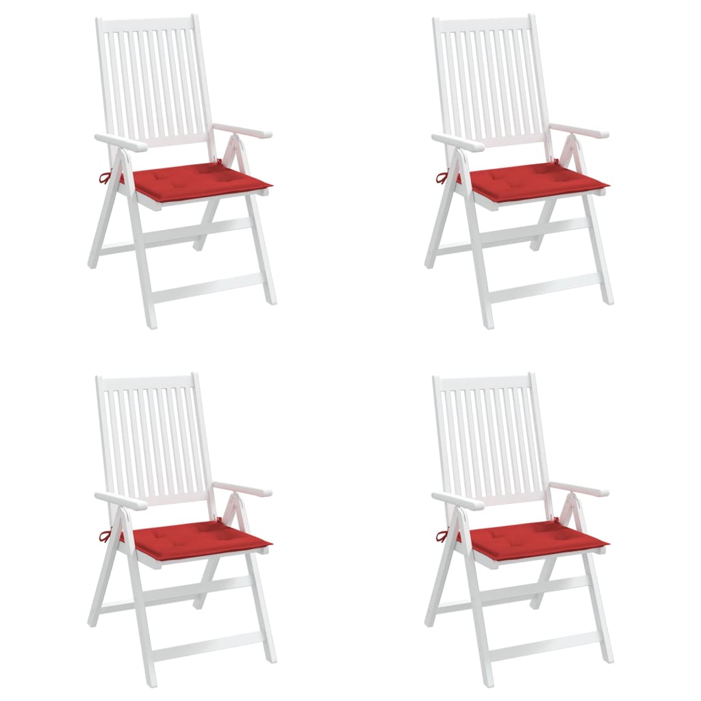 vidaXL Poduszki na krzesła ogrodowe, 4 szt., czerwone, 40x40x3 cm