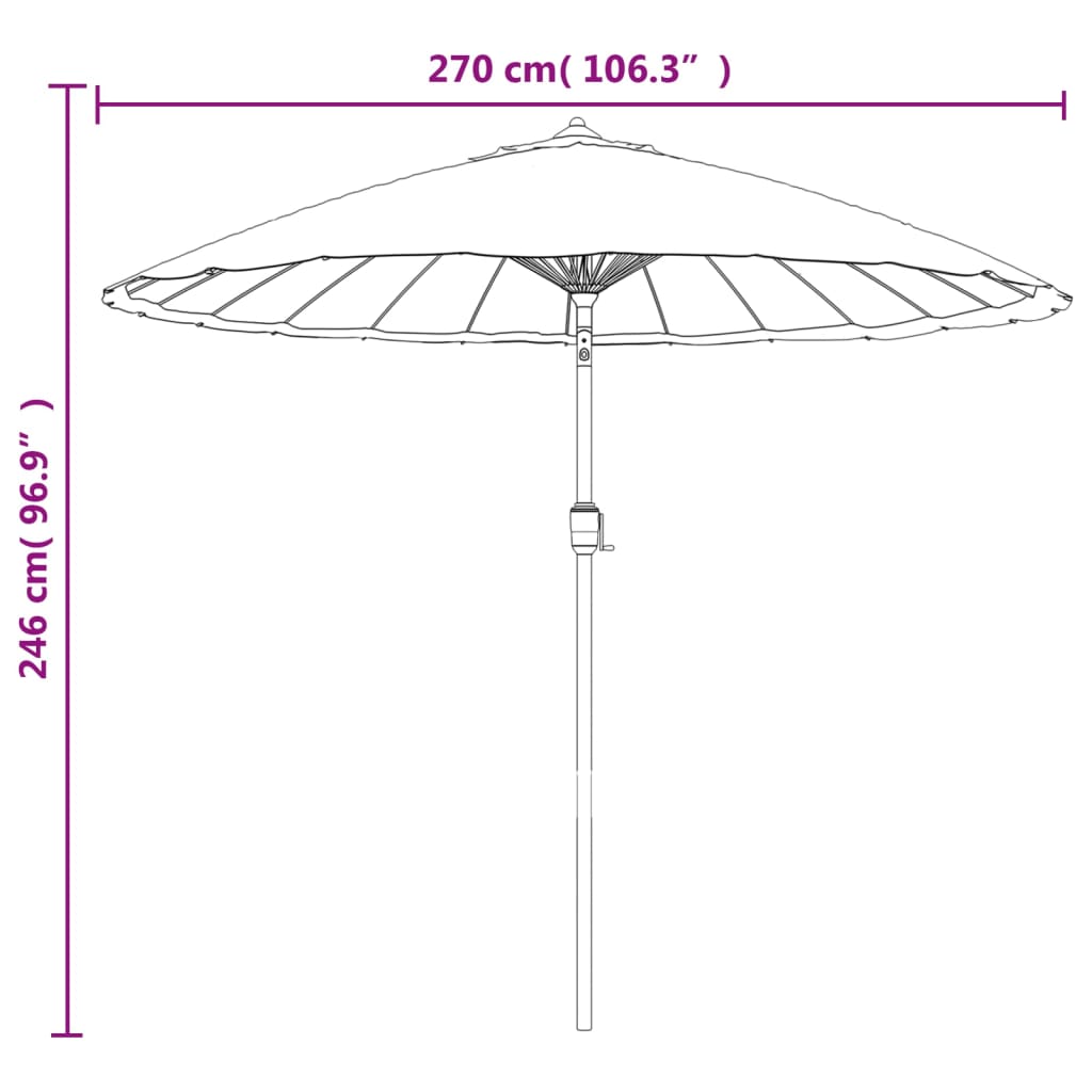 vidaXL Parasol ogrodowy na słupku aluminiowym, 270 cm, antracytowy