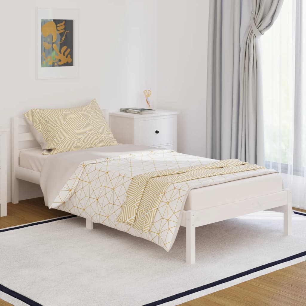 vidaXL Rama łóżka, lite drewno sosnowe, 90x200 cm, białe