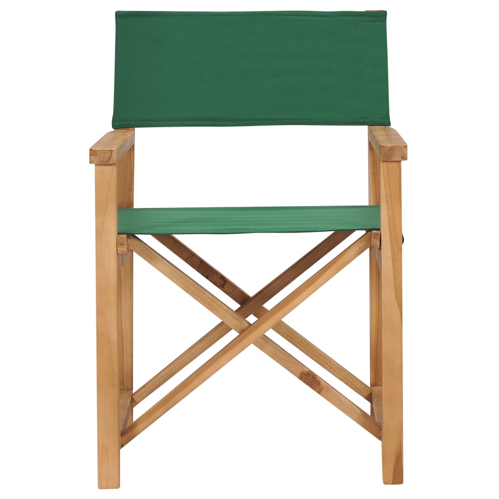 vidaXL Składane krzesło reżyserskie, lite drewno tekowe, zielone
