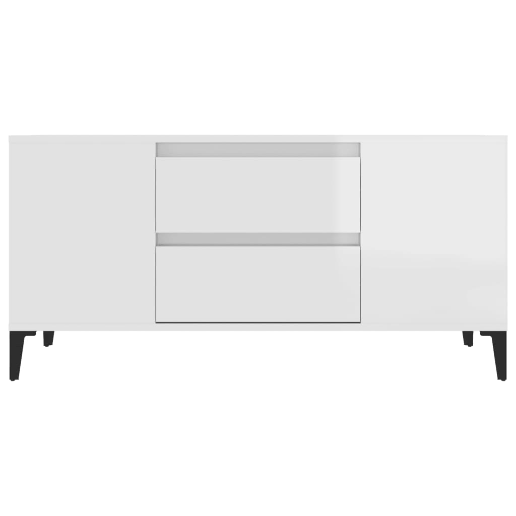 vidaXL Szafka pod TV, wysoki połysk, biała, 102x44,5x50 cm