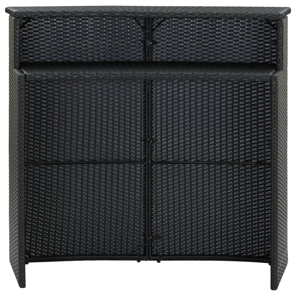 vidaXL Ogrodowy stolik barowy, czarny, 120x55x110 cm, polirattan
