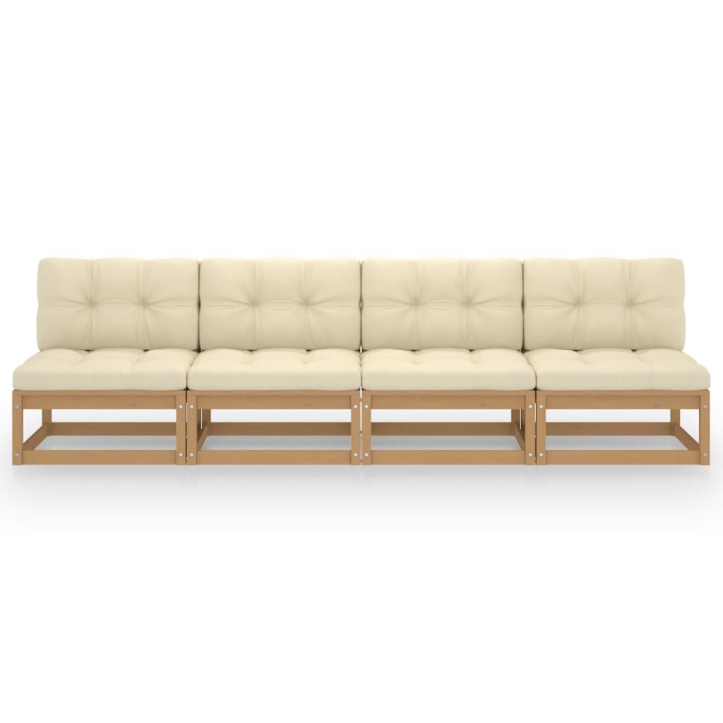 vidaXL 4-osobowa sofa ogrodowa z poduszkami, lite drewno sosnowe