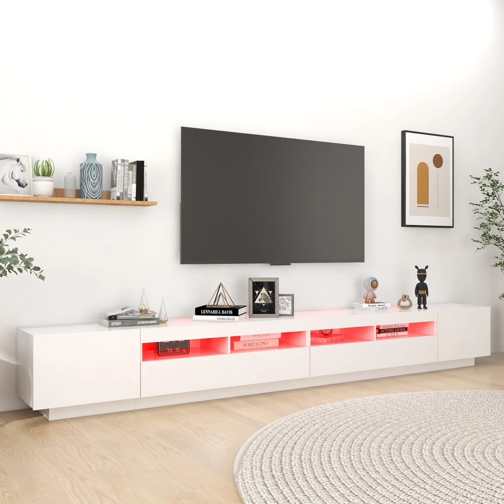 vidaXL Szafka pod TV z oświetleniem LED, biała, 300x35x40 cm