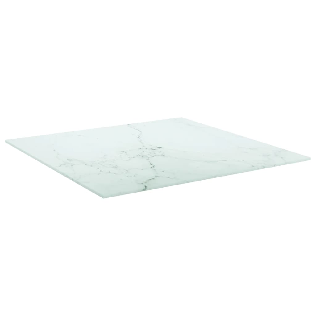 vidaXL Blat stołu, biały, 60x60 cm, 6 mm, szkło ze wzorem marmuru