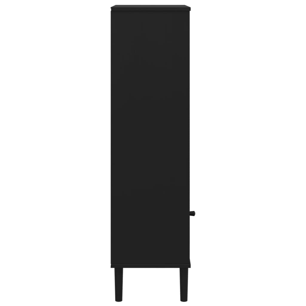vidaXL Regał SENJA, imitacja rattanu, czarny, 60x35x130 cm, sosnowy