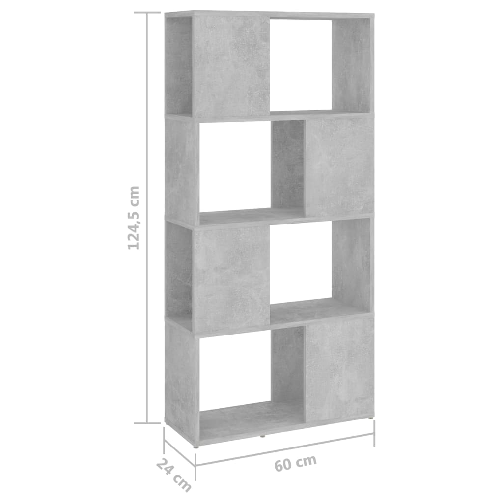 vidaXL Regał na książki/przegroda, szarość betonu, 60x24x124,5 cm
