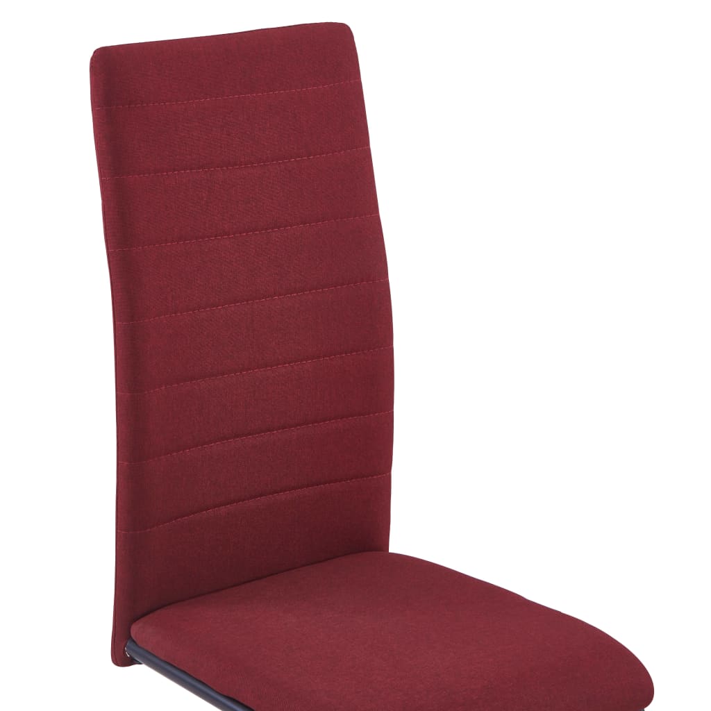 vidaXL Krzesła stołowe, wspornikowe, 6 szt., czerwone wino, tkanina