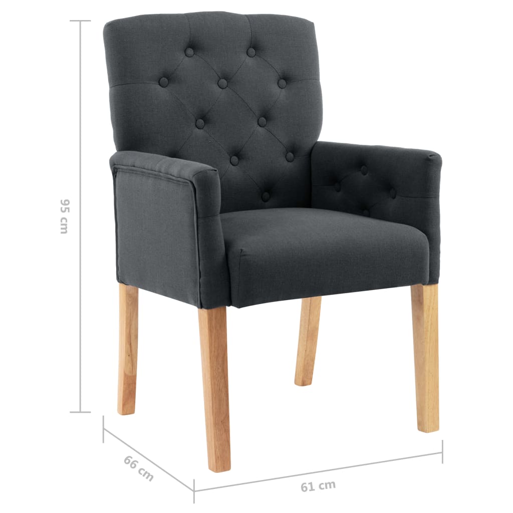vidaXL Krzesło stołowe z podłokietnikami, szare, obite tkaniną