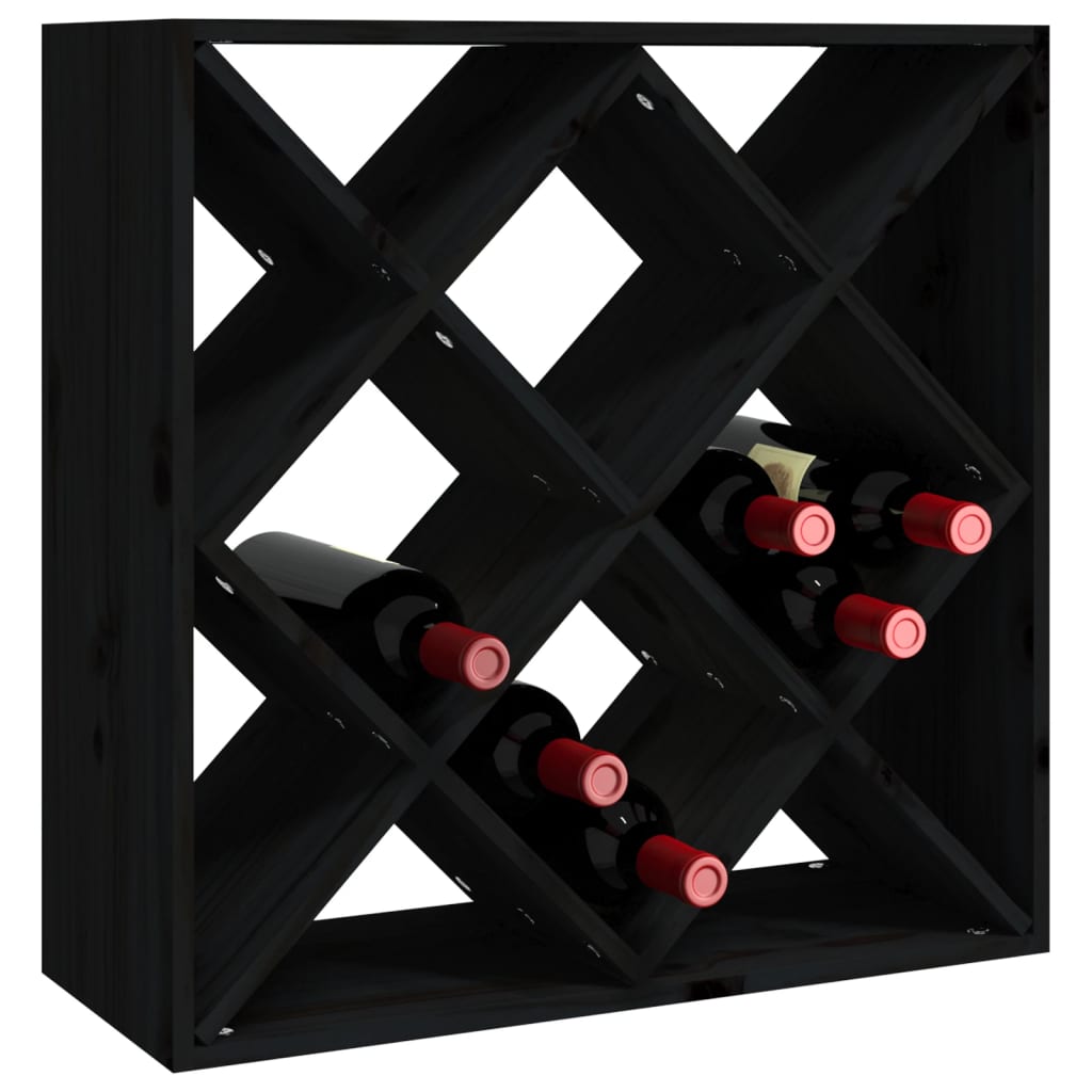 vidaXL Szafka na wino, czarny, 62x25x62 cm, lite drewno sosnowe