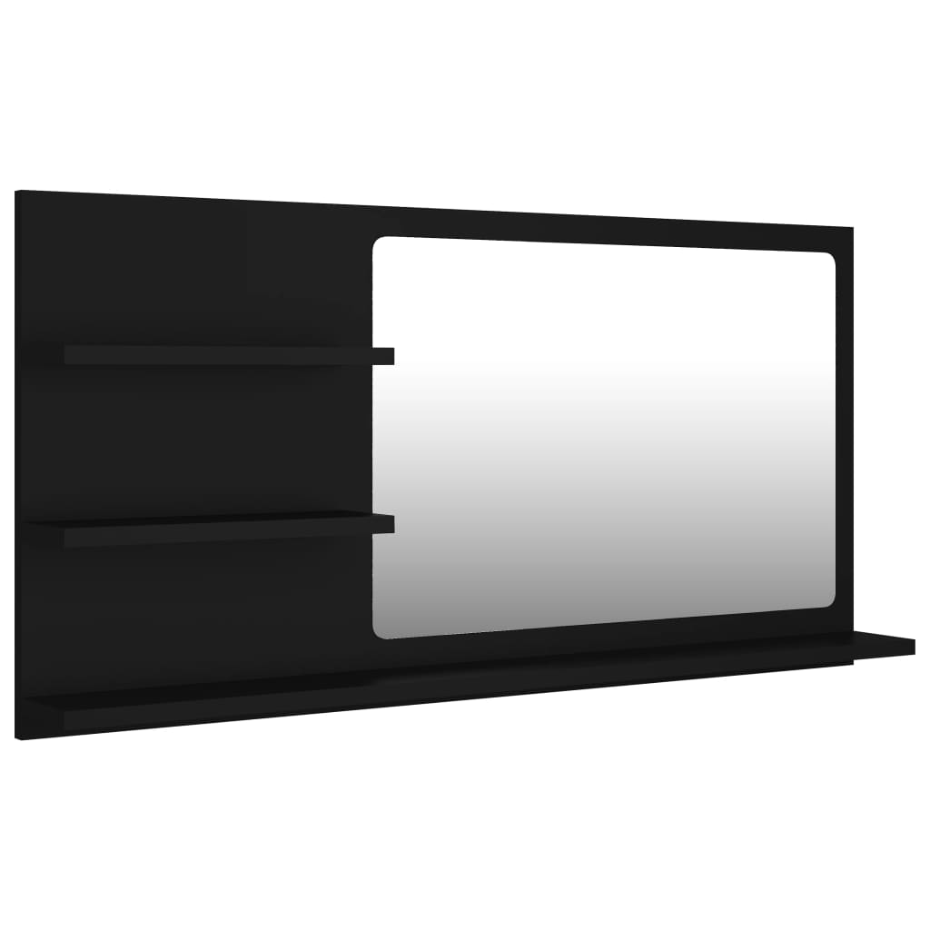 vidaXL Lustro łazienkowe, czarne, 90x10,5x45 cm, płyta wiórowa