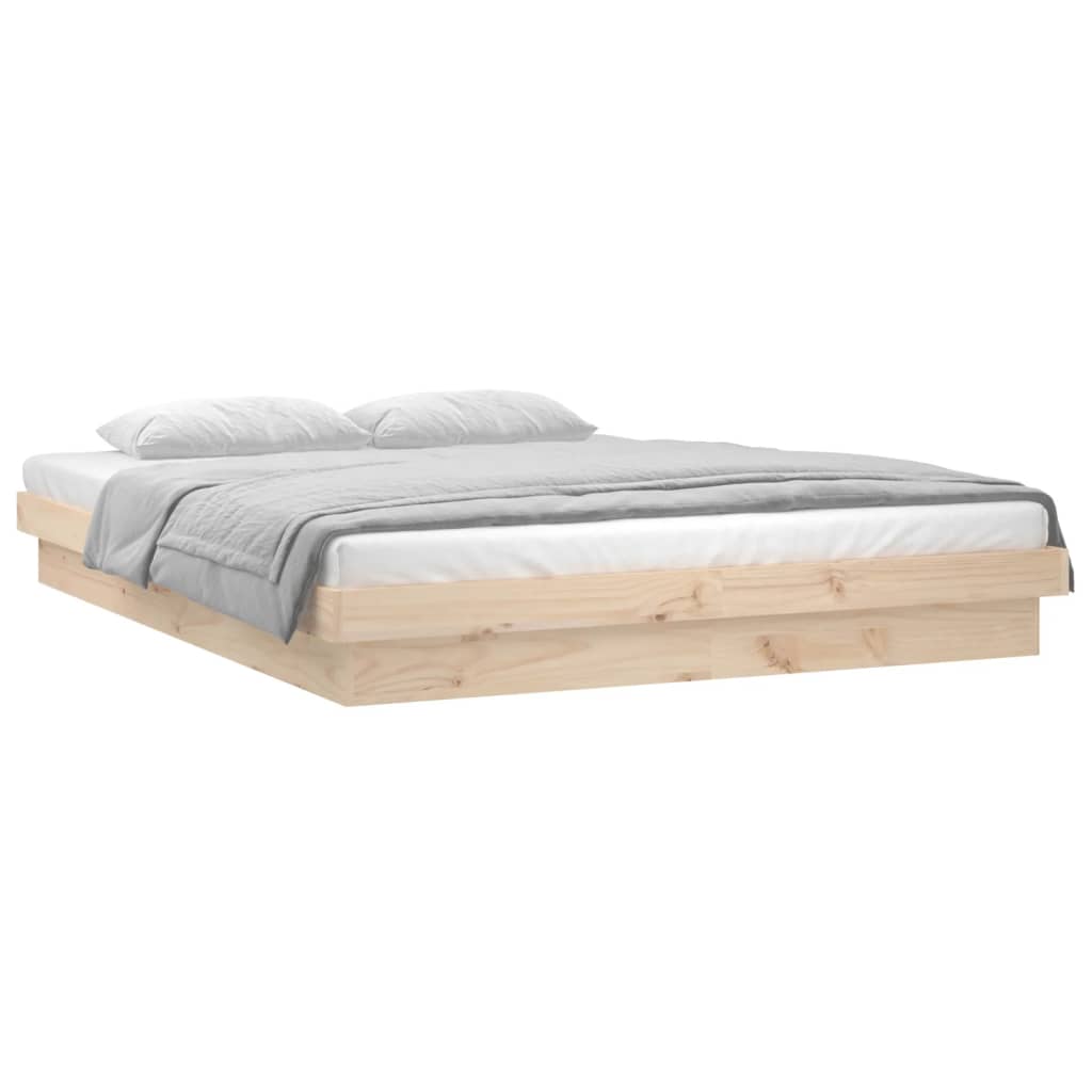 vidaXL Rama łóżka z LED, 120x190 cm, podwójna, lite drewno