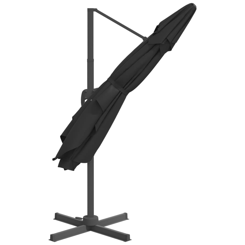 vidaXL Parasol wiszący na aluminiowym słupku, czarny, 300x300 cm