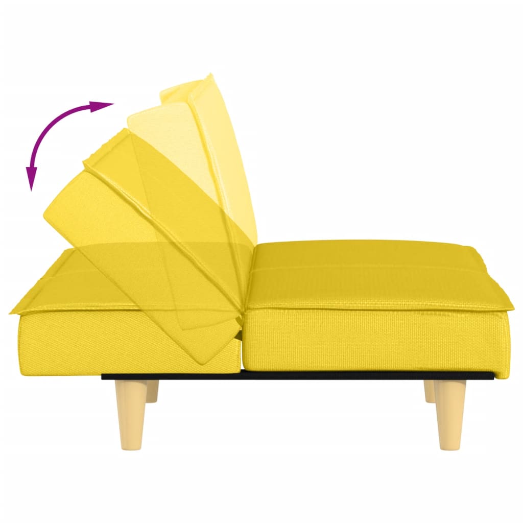 vidaXL Rozkładana kanapa, jasnożółta, tapicerowana tkaniną