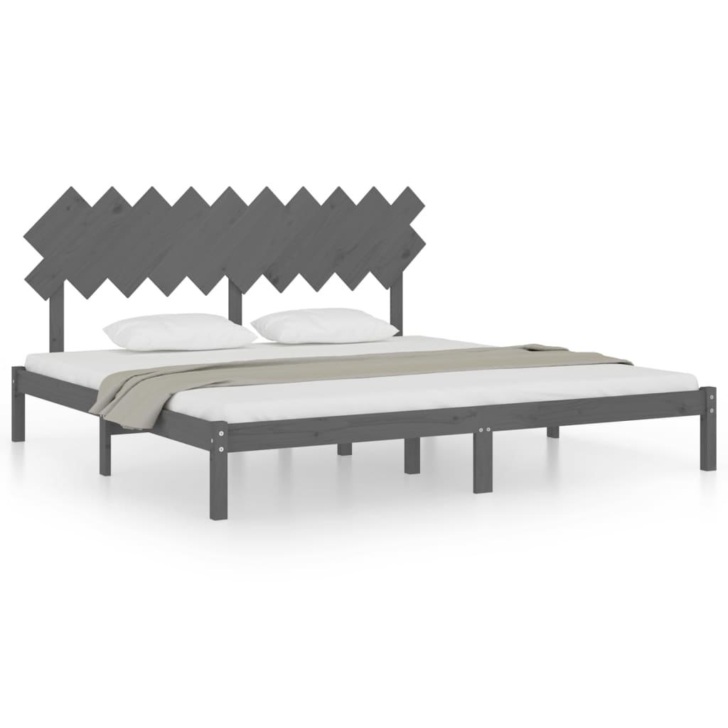 vidaXL Rama łóżka, szara, 200 x 200 cm, lite drewno