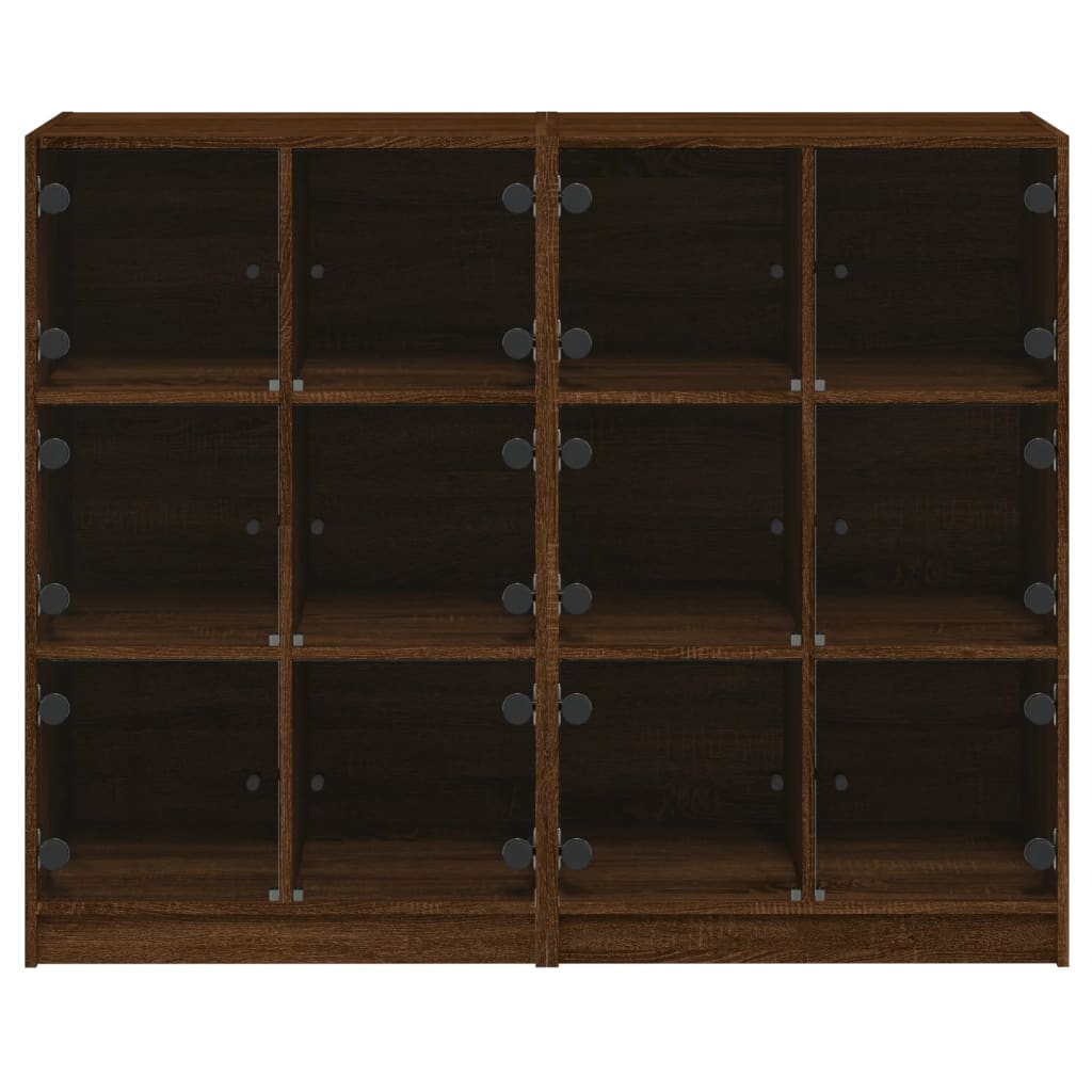 vidaXL Biblioteczka z drzwiczkami, brązowy dąb, 136x37x109 cm