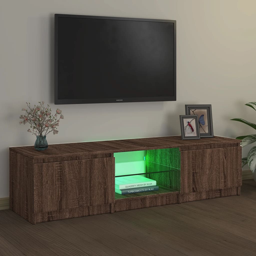 vidaXL Szafka pod TV, z LED, brązowy dąb, 140 x 40 x 35,5 cm