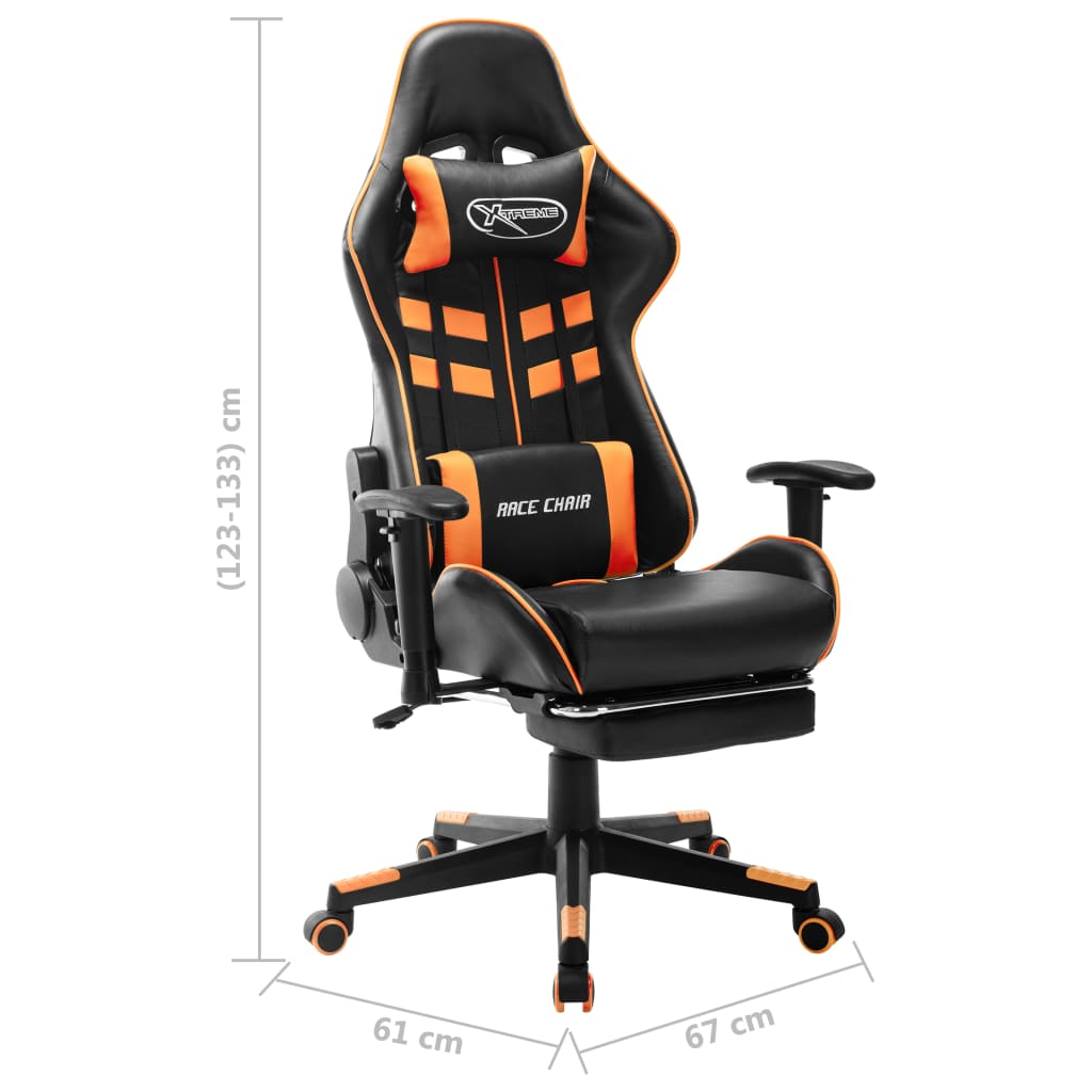 vidaXL Fotel dla gracza z podnóżkiem, czarno-pomarańczowy