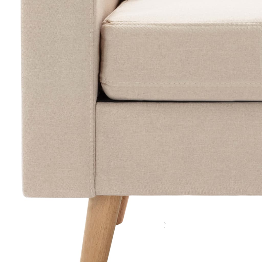vidaXL 3-osobowa sofa z podnóżkiem, kremowa, tapicerowana tkaniną