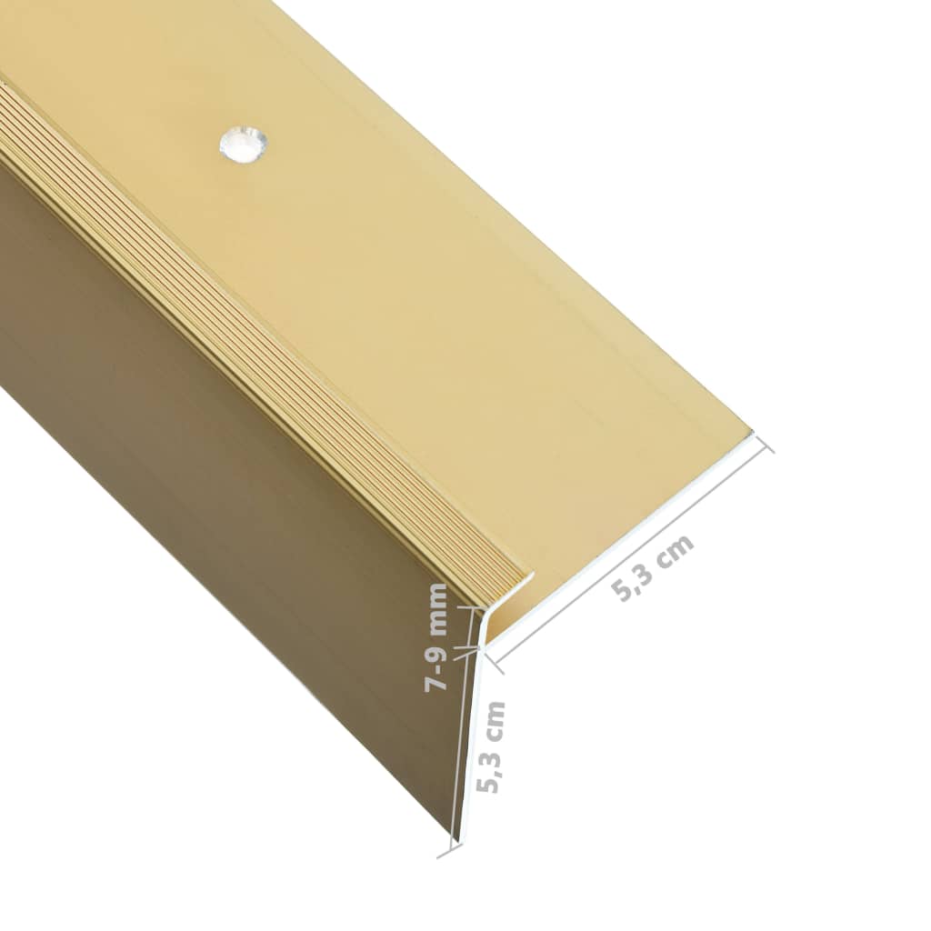 vidaXL Profile schodowe, kształt F, 15 szt., aluminium, 134 cm, złote